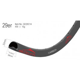 29 x 38mm - Our strongest 29er rim. Lightweight carbon fiber, provides great tire fit, tubeless setup and maximum strength for the ultimate downhill enduro, all-mountain riding.